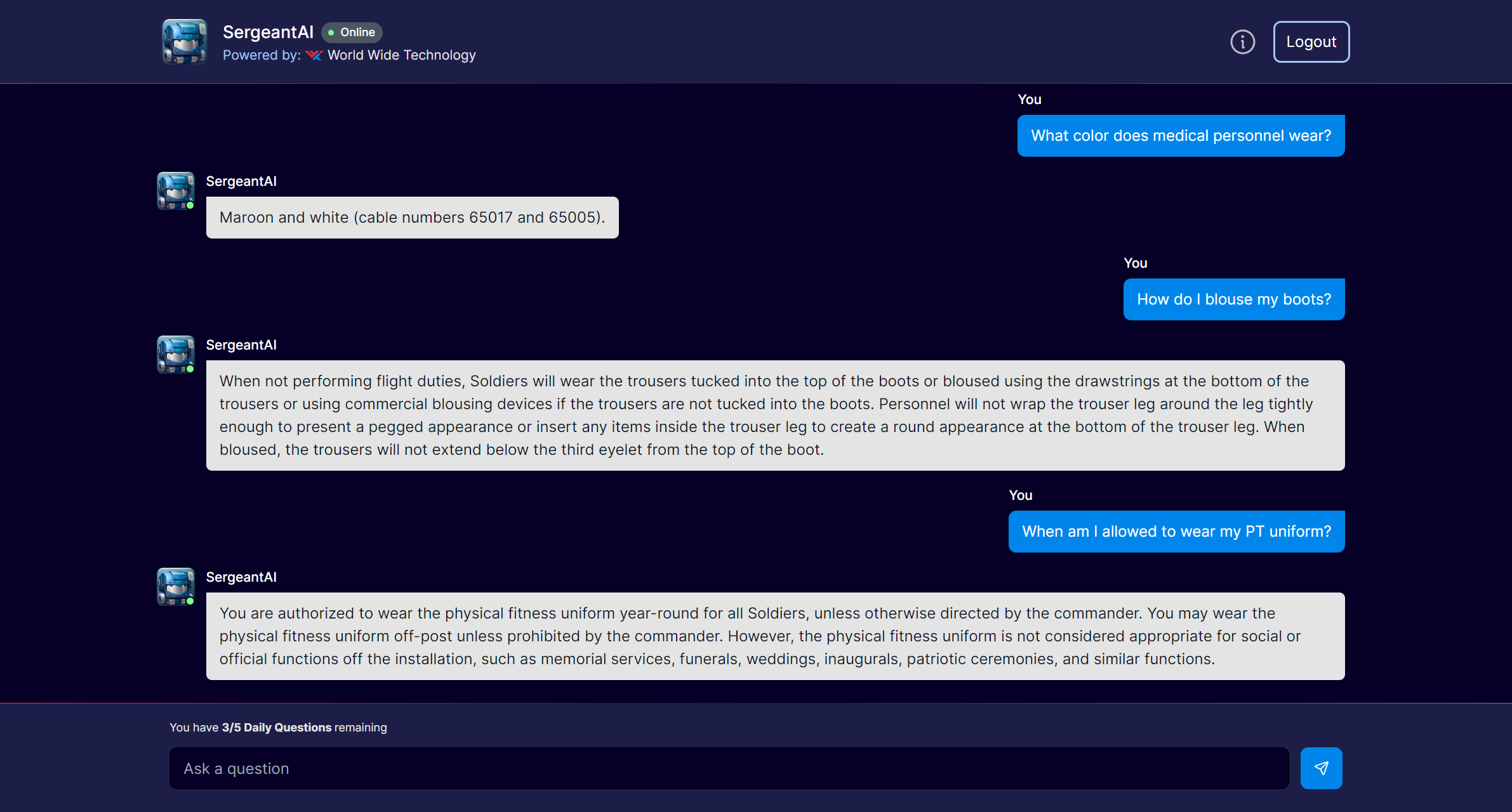 Screenshot of SergeantAI